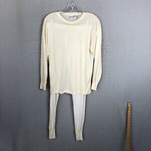 Vintage Silk Skins Base Layer Womens Large Cream Leggings Top Activewear Ski